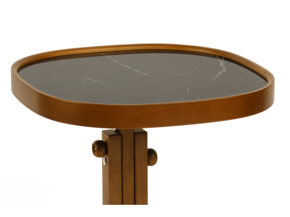 Beistelltisch aus Holz „Opus Kare 42“ – 42 x 42 x 57 cm – Nussbaum / schwarzer Marmor