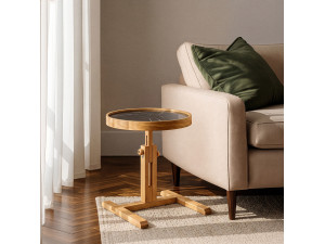 Beistelltisch aus Holz „Opus Yuvarlak 40“ – 40 x 40 x 57 cm – Eiche / schwarzer Marmor