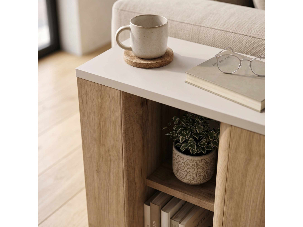 Beistelltisch aus Holz „VENTRO“ – 45 x 25 x 51 cm – Natur / Sandstein