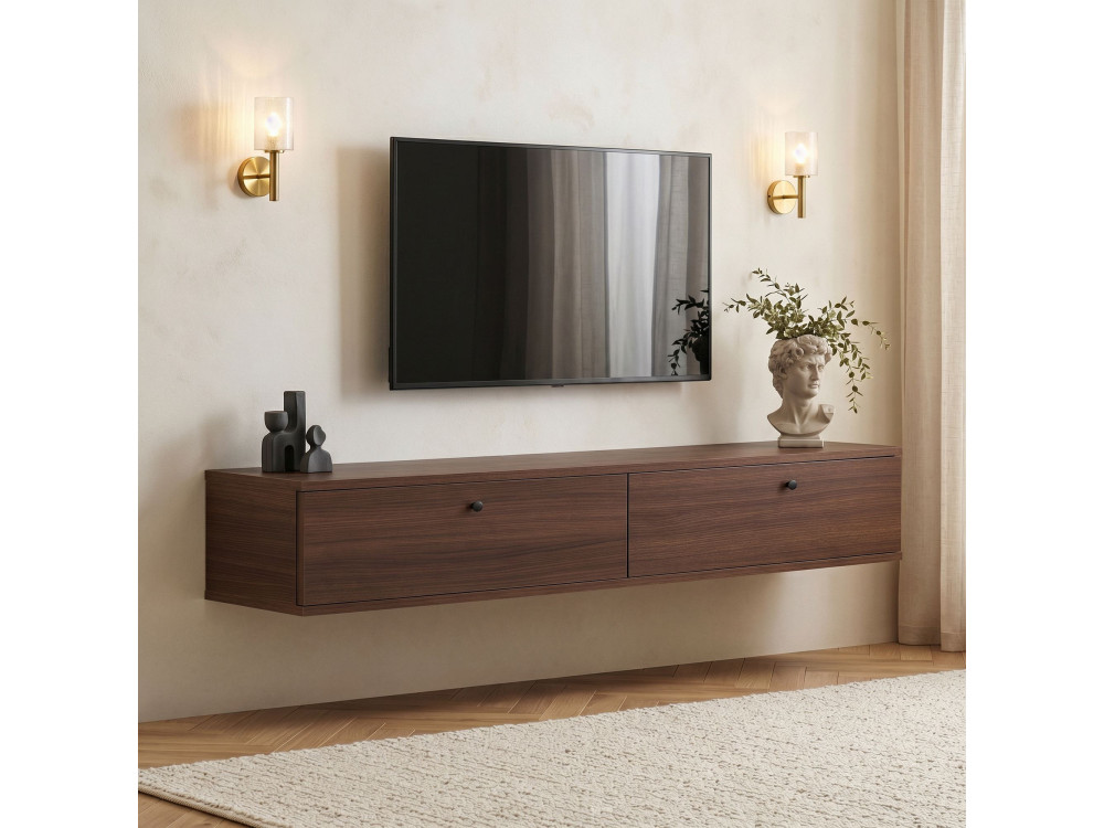 TV-Schrank aus Holz „Ligne 160“ – 160 x 25 x 25 cm – Nussbaum