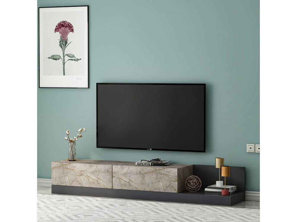 TV-Schrank aus Holz „Major“ – 180 x 37 x 30 cm – Anthrazit