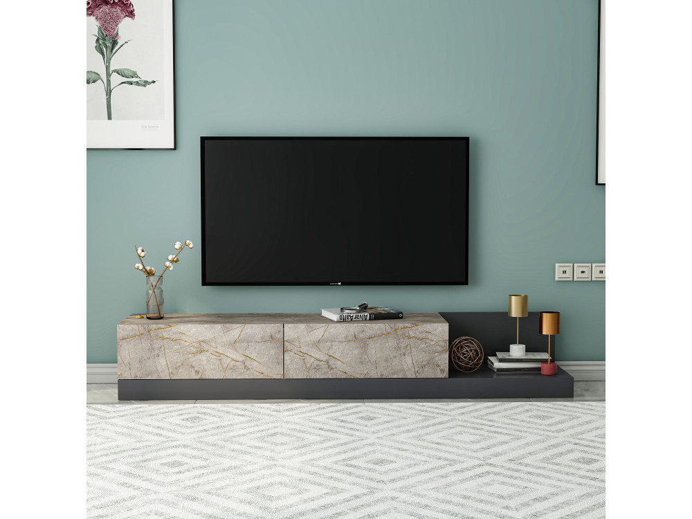 TV-Schrank aus Holz „Major“ – 180 x 37 x 30 cm – Anthrazit