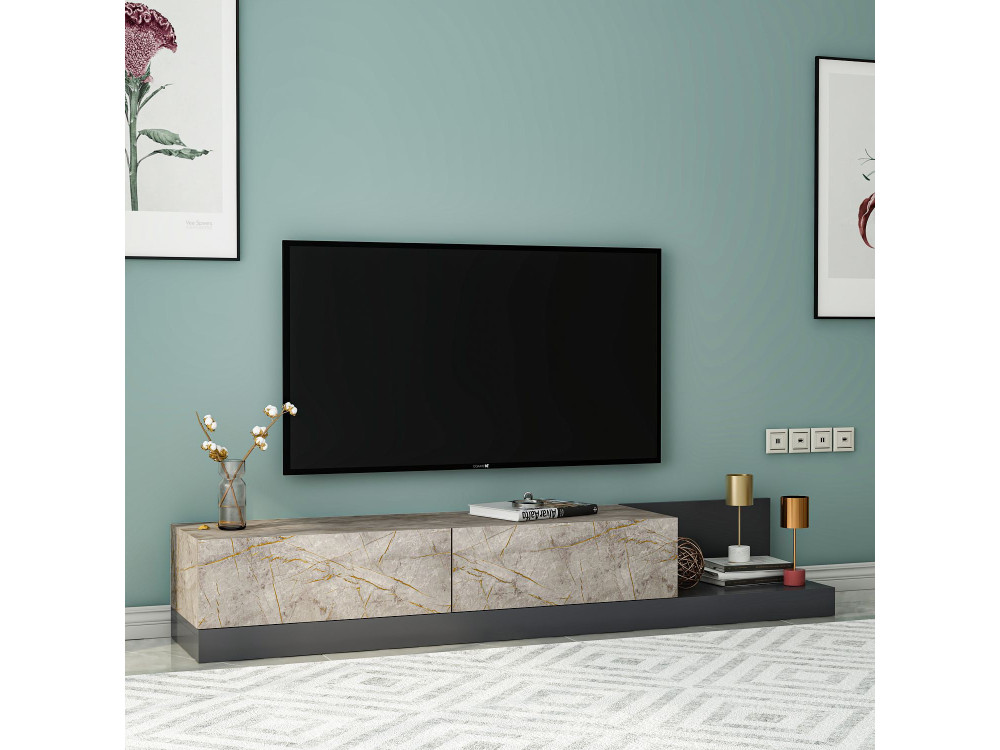 TV-Schrank aus Holz „Major“ – 180 x 37 x 30 cm – Anthrazit
