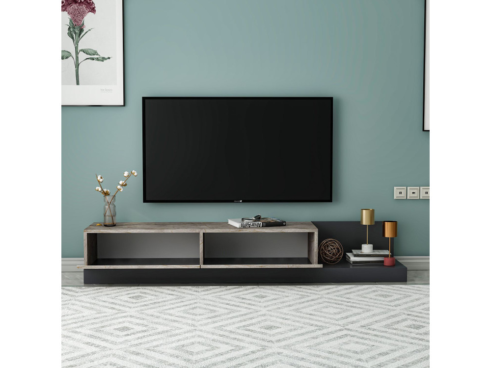 TV-Schrank aus Holz „Major“ – 180 x 37 x 30 cm – Anthrazit