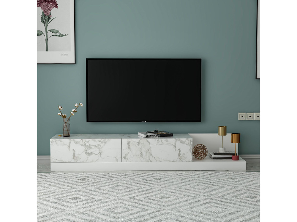TV-Möbel aus Holz „Major“ – 180 x 37 x 30 cm – Weiß