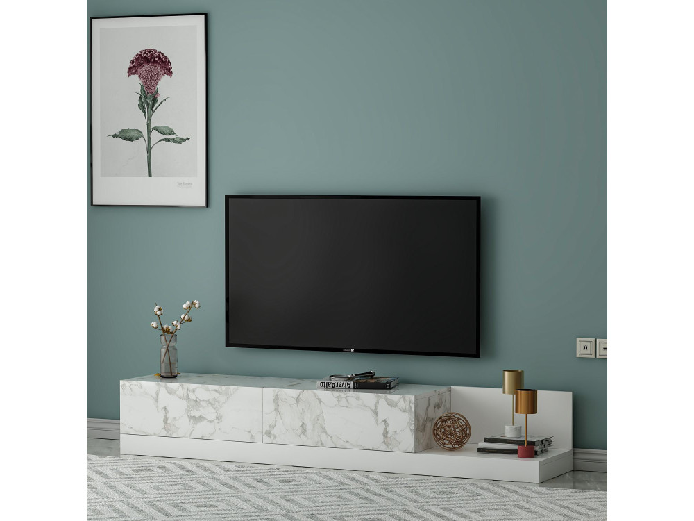 TV-Möbel aus Holz „Major“ – 180 x 37 x 30 cm – Weiß