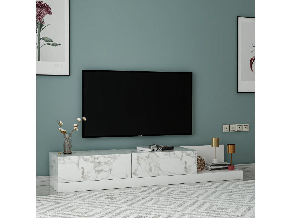 TV-Möbel aus Holz „Major“ – 180 x 37 x 30 cm – Weiß