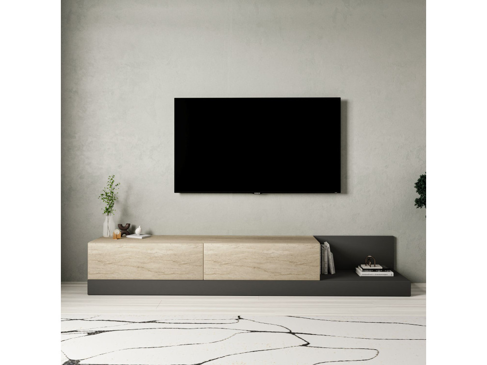 TV-Schrank aus Holz „Major“ – 180 x 37 x 30 cm – Beige