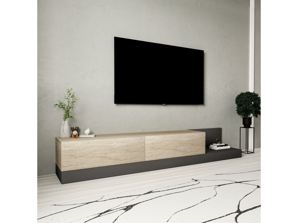 TV-Schrank aus Holz „Major“ – 180 x 37 x 30 cm – Beige