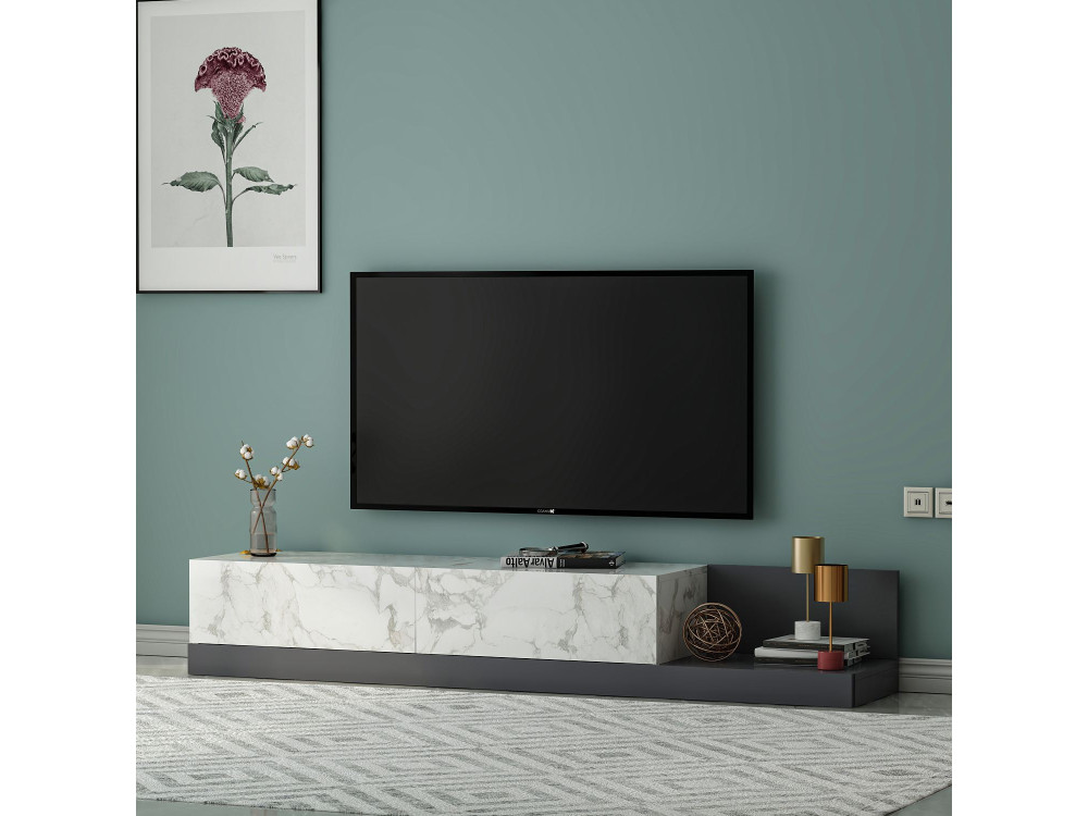 TV-Schrank aus Holz „Major“ – 180 x 37 x 30 cm – Grau