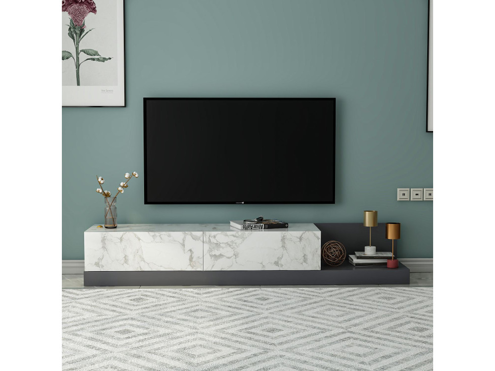 TV-Schrank aus Holz „Major“ – 180 x 37 x 30 cm – Grau