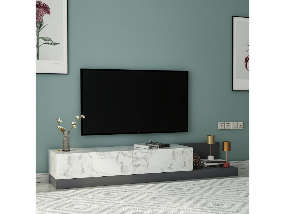 TV-Schrank aus Holz „Major“ – 180 x 37 x 30 cm – Grau