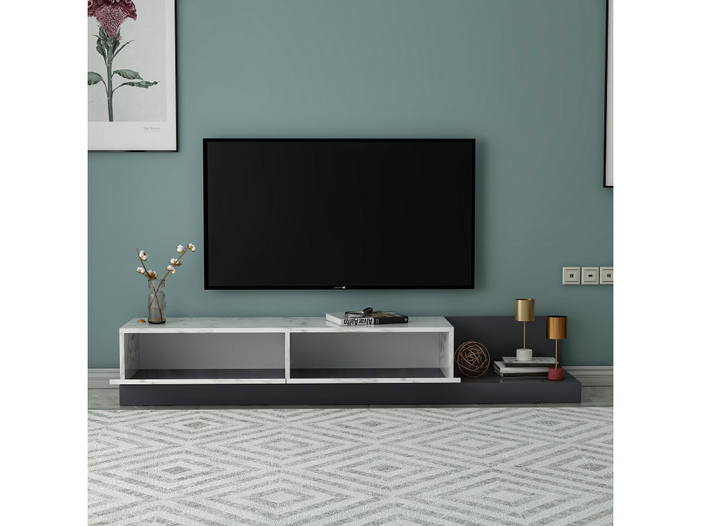 TV-Schrank aus Holz „Major“ – 180 x 37 x 30 cm – Grau