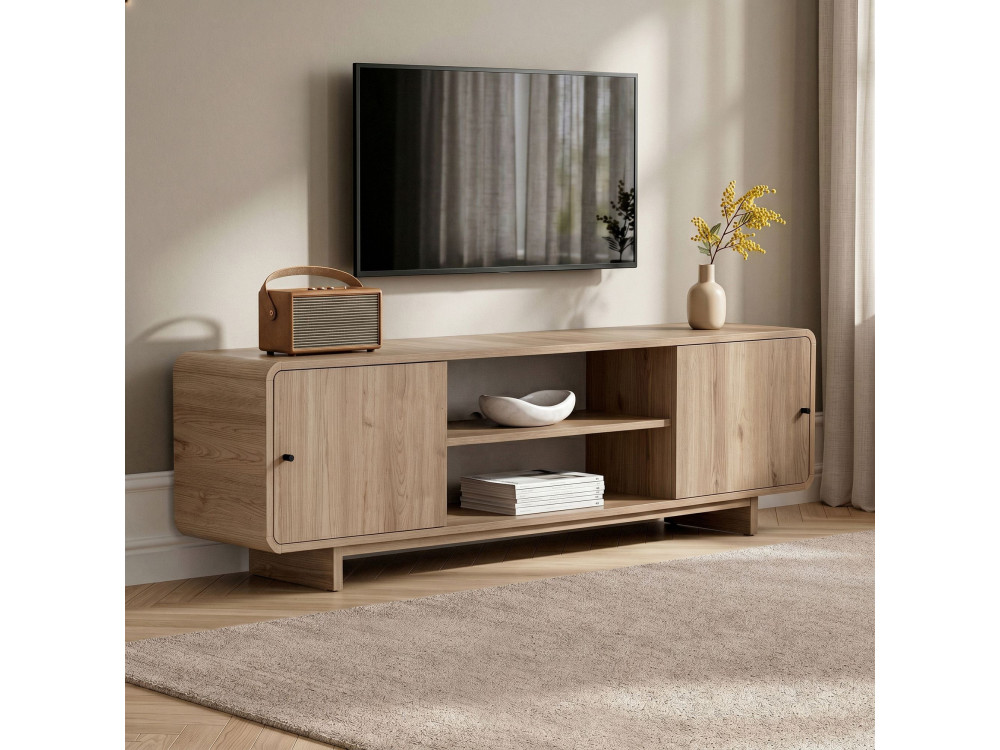 TV-Schrank aus Holz „Mirel“ – 180 x 34 x 52 cm – Eiche