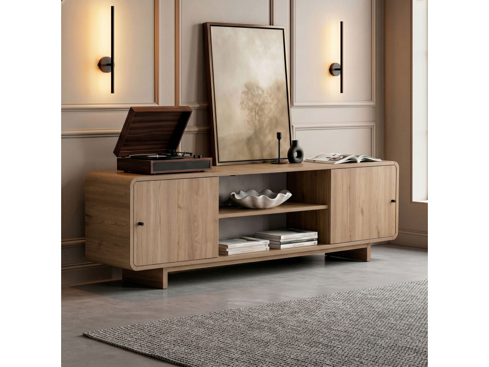 TV-Schrank aus Holz „Mirel“ – 180 x 34 x 52 cm – Eiche