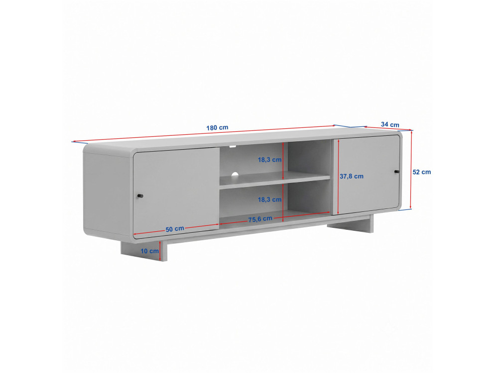 TV-Schrank aus Holz „Mirel“ – 180 x 34 x 52 cm – Braun