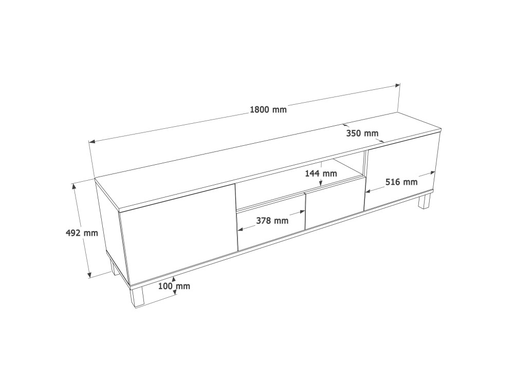 TV-Möbel aus Holz „Mood“ – 180 x 35 x 49 cm – Beige