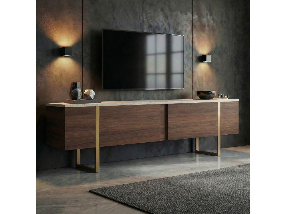 TV-Schrank aus Holz „Onera“ – 180 x 30 x 50 cm – Travertin