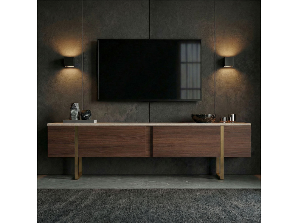 TV-Schrank aus Holz „Onera“ – 180 x 30 x 50 cm – Travertin