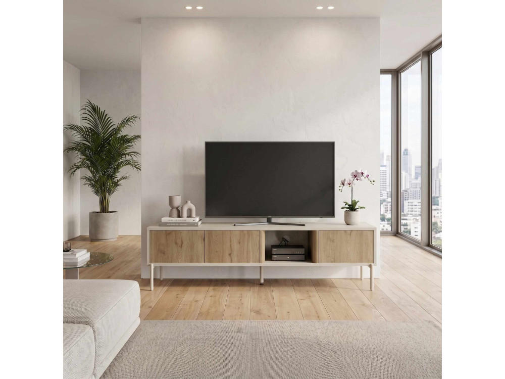 TV-Schrank aus Holz „VENTRO“ – 150 x 36 x 40 cm – Beige
