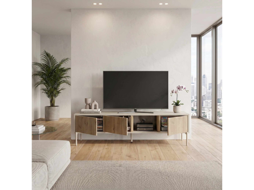 TV-Schrank aus Holz „VENTRO“ – 150 x 36 x 40 cm – Beige
