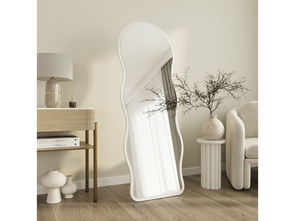 Standspiegel aus Holz „Asial“ – 50 x 2 x 160 cm – Weiß