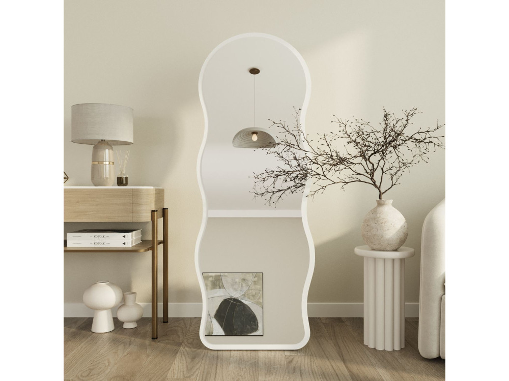Standspiegel aus Holz „Asial“ – 50 x 2 x 160 cm – Weiß