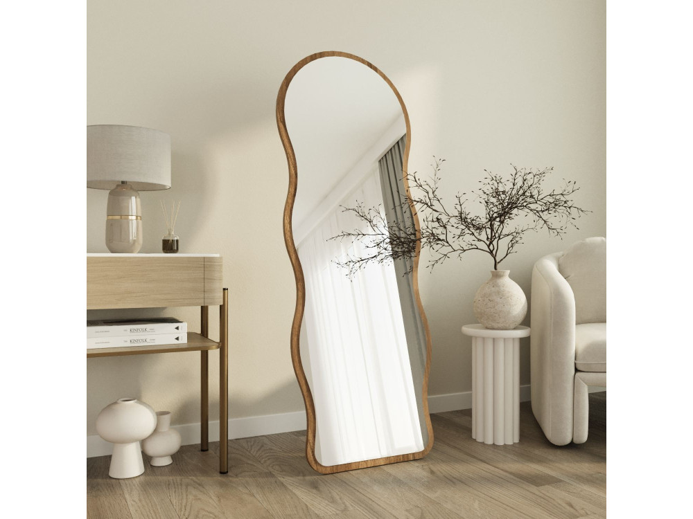 Standspiegel aus Holz „Asial“ – 50 x 2 x 160 cm – Nussbaum