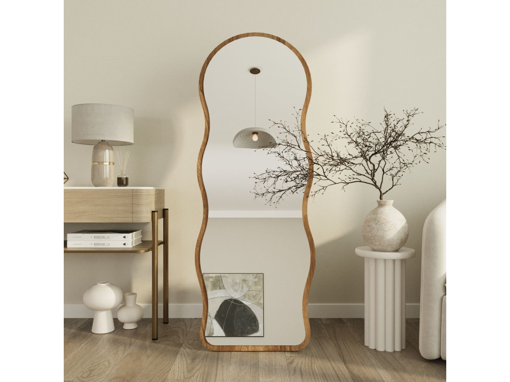 Standspiegel aus Holz „Asial“ – 50 x 2 x 160 cm – Nussbaum