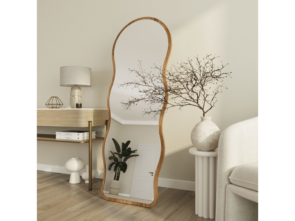 Standspiegel aus Holz „Asial“ – 50 x 2 x 160 cm – Nussbaum