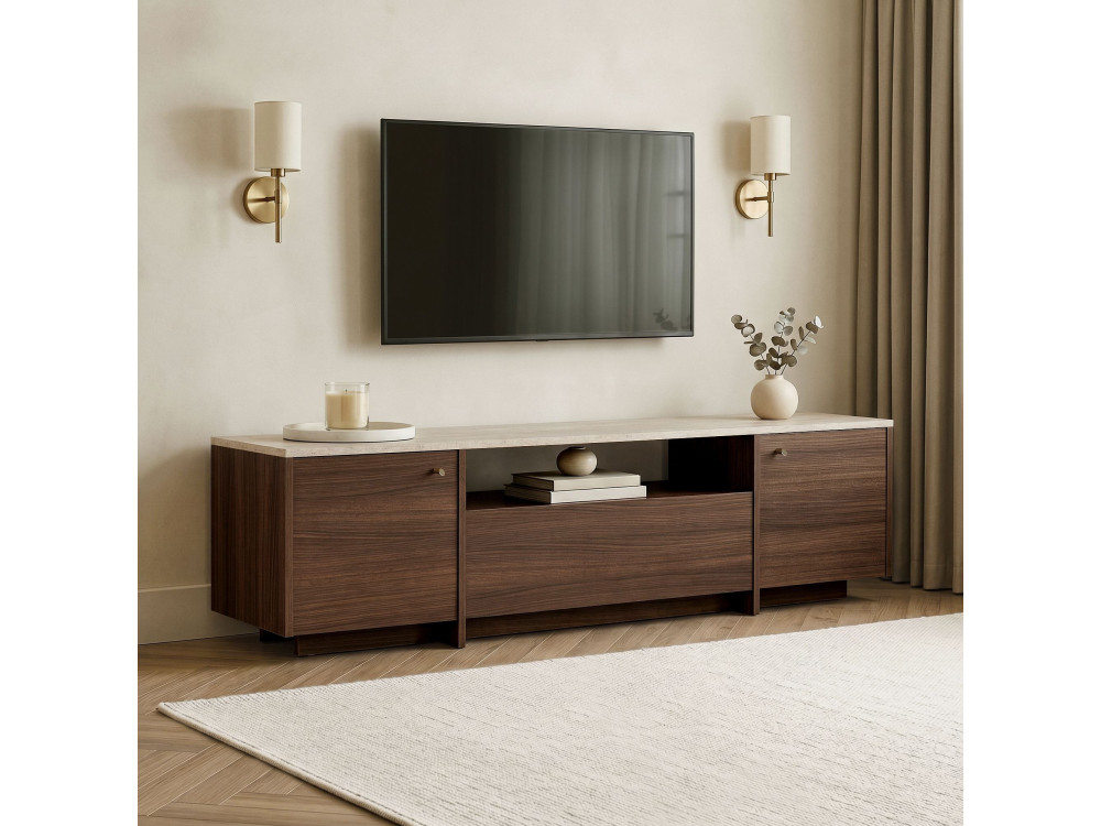 TV-Schrank aus Holz „Alvar“ – 180 x 35 x 46 cm – Travertin