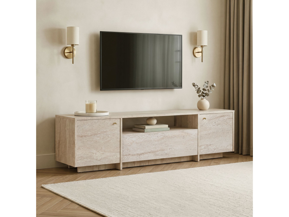 TV-Schrank aus Holz „Alvar“ – 180 x 35 x 46 cm – Beige