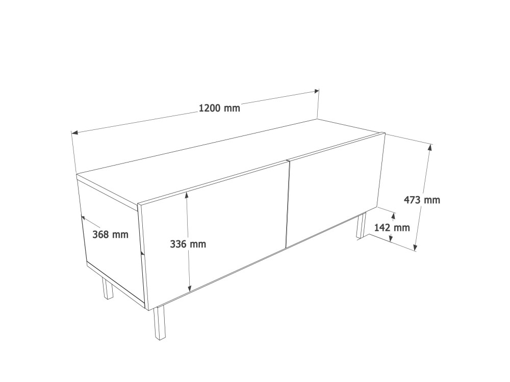 TV-Möbel aus Holz „Coast“ – 120 x 47,3 x 36,8 cm – Sandfarben