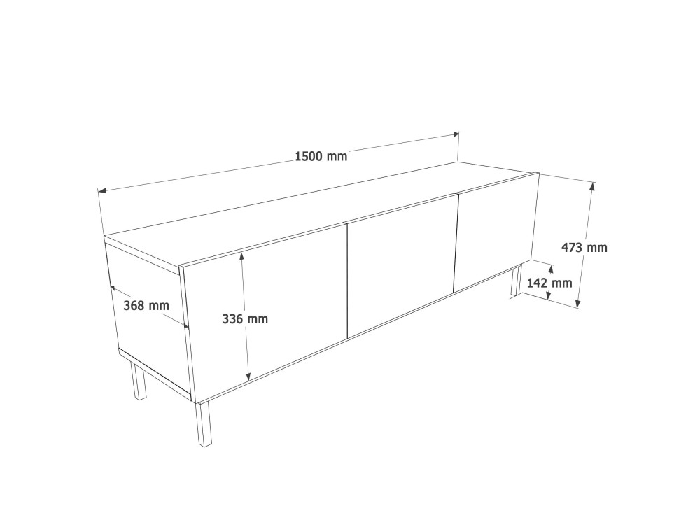 TV-Schrank aus Holz „Coast“ – 150 x 37 x 48 cm – Beige