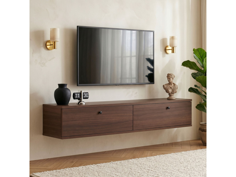 TV-Schrank aus Holz „Ligne 140“ – 140 x 25 x 25 cm – Nussbaum