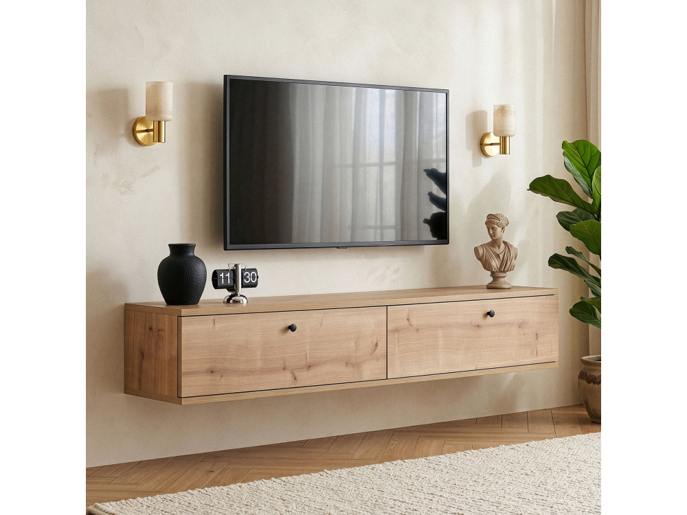 TV-Schrank aus Holz „Ligne 140“ – 140 x 25 x 25 cm – Beige