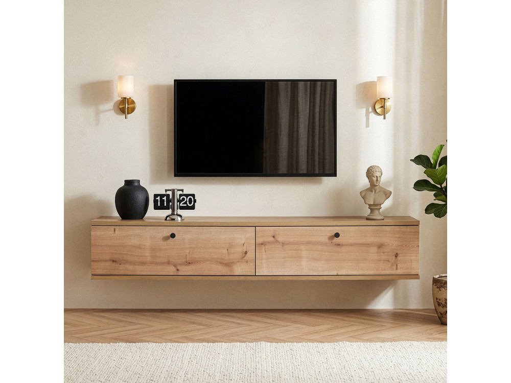 TV-Schrank aus Holz „Ligne 140“ – 140 x 25 x 25 cm – Beige