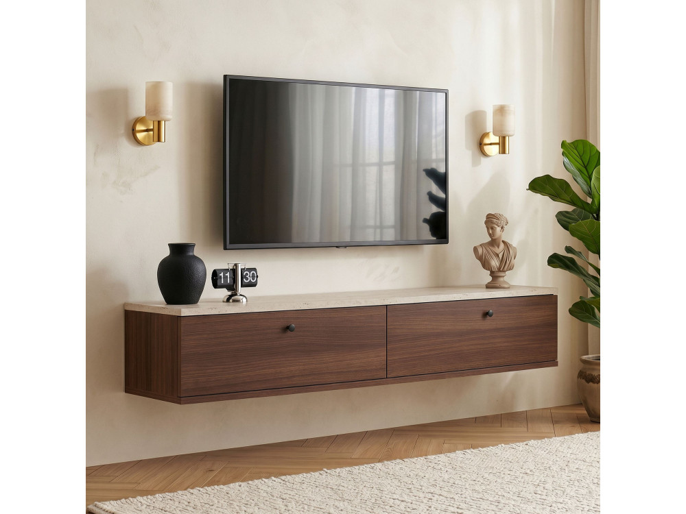 TV-Möbel aus Holz „Ligne 140“ – 140 x 25 x 25 cm – Braun