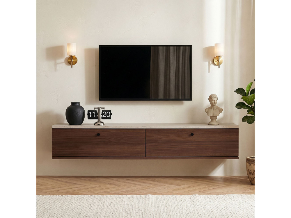 TV-Möbel aus Holz „Ligne 140“ – 140 x 25 x 25 cm – Braun