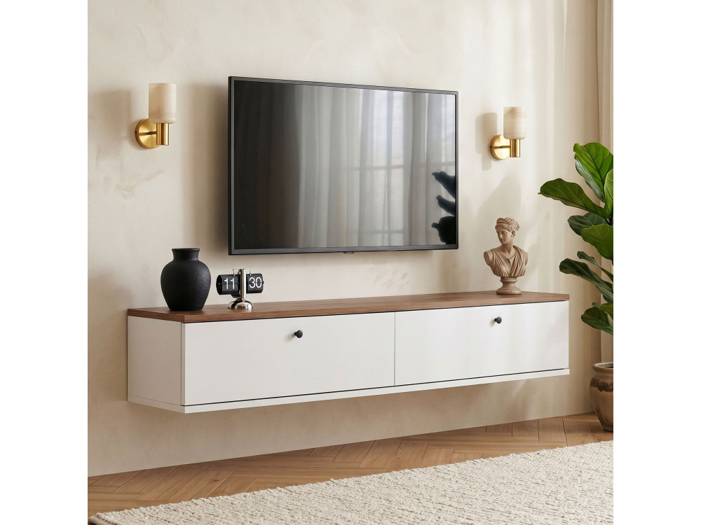 TV-Möbel aus Holz „Ligne 140“ – 140 x 25 x 25 cm – Weiß
