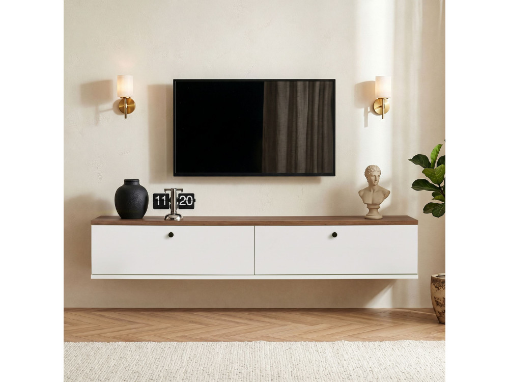 TV-Möbel aus Holz „Ligne 140“ – 140 x 25 x 25 cm – Weiß