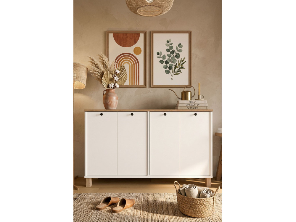 Holzkonsole „Nord“ – 120 x 29 x 74 cm – Weiß