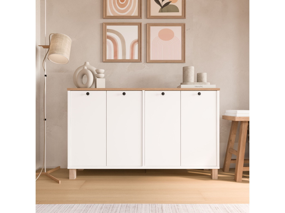 Holzkonsole „Nord“ – 120 x 29 x 74 cm – Weiß