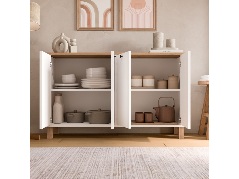 Holzkonsole „Nord“ – 120 x 29 x 74 cm – Weiß