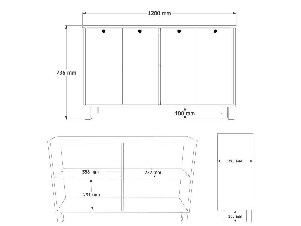 Holzkonsole „Nord“ – 120 x 29 x 74 cm – Weiß