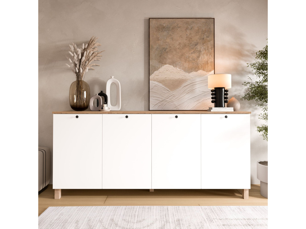 Holzkonsole „Nord“ – 180 x 42 x 80 cm – Weiß
