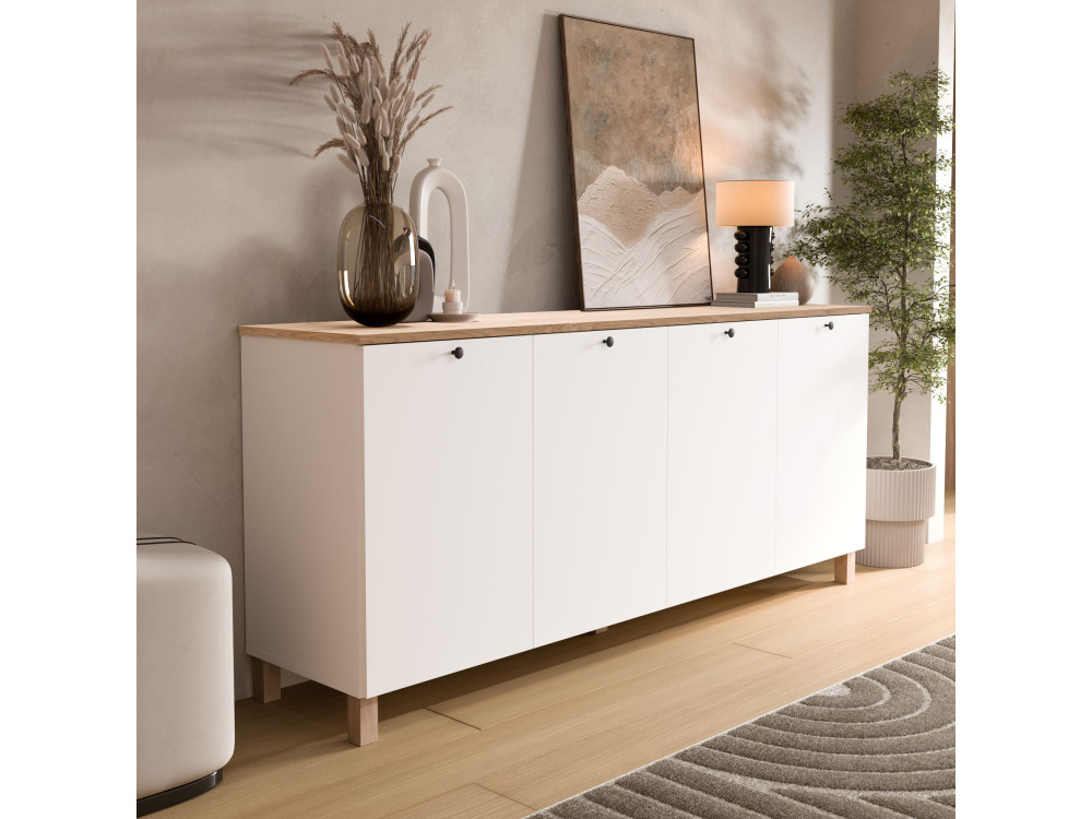 Holzkonsole „Nord“ – 180 x 42 x 80 cm – Weiß