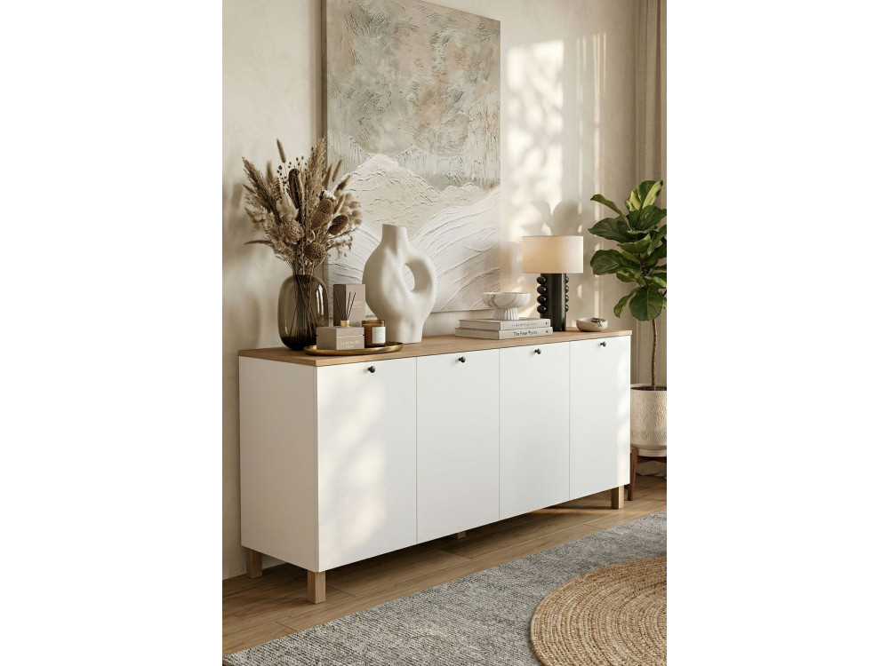 Holzkonsole „Nord“ – 180 x 42 x 80 cm – Weiß
