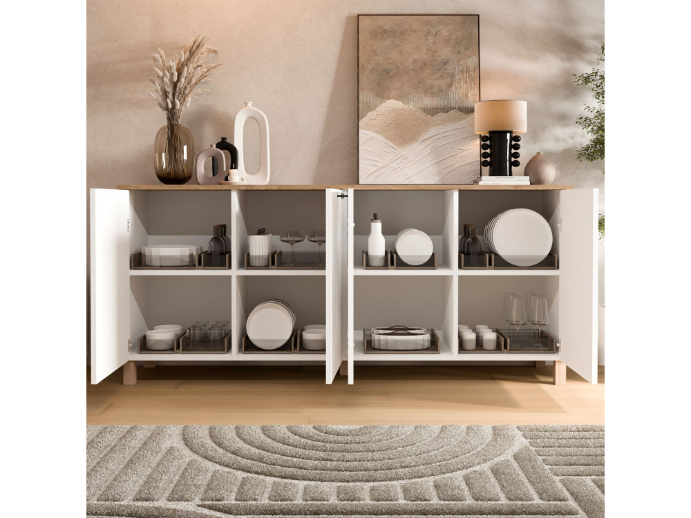 Holzkonsole „Nord“ – 180 x 42 x 80 cm – Weiß