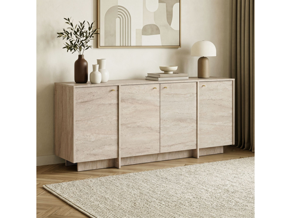 Holzkonsole „Varen“ – 180 x 45 x 82 cm – Travertin